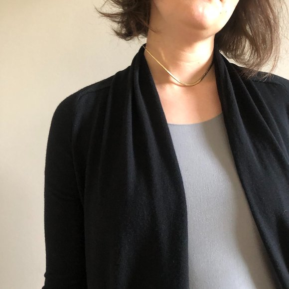 Theory lightweight black wool cardigan Petite Sm. - Picture 3 of 12